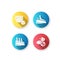 Aquapark recreation tips flat design long shadow glyph icons set