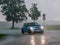Aquaplaning in a storm with heavy rain