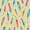 Aquarelle feather seamless pattern