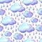 Aquarelle pattern with clouds and rain.