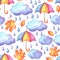 Aquarelle seamless pattern with autumn elements.