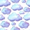 Aquarelle seamless pattern with clouds.