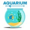 Aquarium Cartoon Vector. Fish Home Glass Tank. Fish Habitat House Underwater Tank Bowl. Isolated Flat Illustration