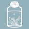 Aquarium fish and bubbles in a glass jar. Laser cut. Vector illustration. Pattern for the laser cut, serigraphy, plotter and