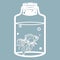 Aquarium fish and bubbles in a glass jar. Laser cut. Vector illustration. Pattern for the laser cut, serigraphy, plotter and