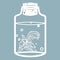 Aquarium fish and bubbles in a glass jar. Laser cut. Vector illustration. Pattern for the laser cut, serigraphy, plotter and