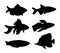 Aquarium Fish Silhouette Set Vector Illustration