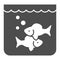 Aquarium with fish solid icon, Fish market concept, underwater aquarium house sign on white background, Aquarium tank