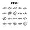 Aquarium Fish Tropical Animal Icons Set Vector