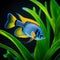 Aquarium Harmony: Guppies and Angelfish Amidst Aquatic Plants - Miki Asai\\\'s Macro Photography Close-Up