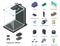 Aquarium icons set, isometric style