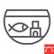 Aquarium line icon, pet and fishbowl, fish in aquarium vector icon, vector graphics, editable stroke outline sign, eps