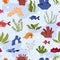 Aquarium or marine underwater seamless pattern, vector illustrations