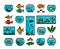 Aquarium simple color icons set