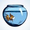 Aquarium with water for fish quarantine isolation. Vector drawing