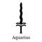 Aquarius Sword Icon. Silhouette of Zodiacal Weapon. One of 12 Zodiac Weapons. Vector Astrological, Horoscope Sign. Zodiac Symbol.