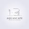 Aquascape aquarium bonsai plant logo icon symbol label background template sign vector illustration design line art