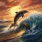 Aquatic Awe - Dolphin Riders Taming Furious Stormy Waves