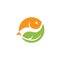 Aquatic Fish Circle Simple Nature Leaf Logo