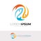 Aquatic life icon, Double fish logo with circle design template