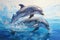 Aquatic Pair loving dolphins. Generate Ai