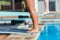 Aquatic Pool Divers Board Feet Closeup Abstract