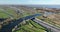 Aqueduct Vechtzicht Muiden in The Netherlands. Infrastructure road, highway. river, waterway crossing and tunnel