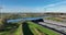 Aqueduct Vechtzicht Muiden in The Netherlands. Infrastructure road, highway. river, waterway crossing and tunnel