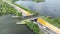 Aqueduct Veluwemeer hyperlapse near Harderwijk transport asphalt motorway road for traffic crossing underneath a