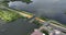 Aqueduct water bridge Veluwemeer near Harderwijk transport asphalt motorway road for traffic crossing underneath a