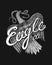 Aquila Symbol of Freedom. Wild Eagle, predatory bird. Vector hand drawn. Vintage template for t-shirt logo. Grunge label