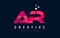 AR A R Letter Logo with Purple Low Poly Pink Triangles Concept