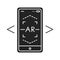 AR scanning black glyph icon. Interactive visualization platform. Pictogram for web page, mobile app, promo. UI UX GUI design