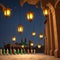 Arab arch with mosque, Ramadan concept