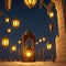 Arab arch with mosque, Ramadan concept