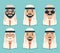 Arab Avatars Businessman Young Adult Old Retro Vintage Set Traditional National Muslim Clothes Cartoon Characters Icon