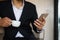 Arab beard businessman use smartphone in coffee time