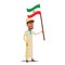 Arab Boy Holds Flag Of Iran Vector Flat Cartoon Illustration