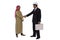 Arab businessman and foreman worker handshaking. isolated background with clipping path