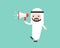 Arab Businessman holding megaphone, ready to use character