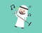 Arab Businessman holding microphone and singing, flat design