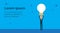 Arab businessman leader hold light lamp, new idea concept over blue background, flat, copy space