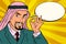 Arab businessman OK gesture, comic book bubble