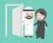 Arab businessman open door for businesswoman, gentle man concept