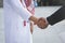 Arab businessmen worker handshaking