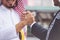 Arab businessmen worker handshaking