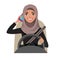 Arab businesswoman driving a car talking on the phone. Arab woman wearing hijab