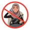 Arab businesswoman driving a car talking on the phone. Arab woman wearing hijab. sign stop danger