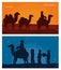 Arab with camels on desert