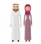 Arab couple man and woman together happy in traditional national clothes dress costume vector